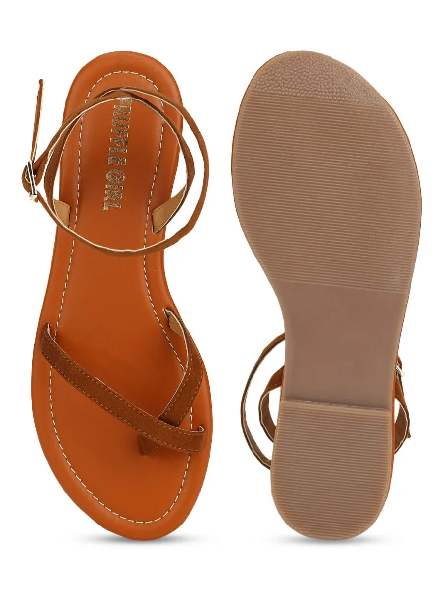 Braune Wildleder-Sandalen mit Riemenverschluss