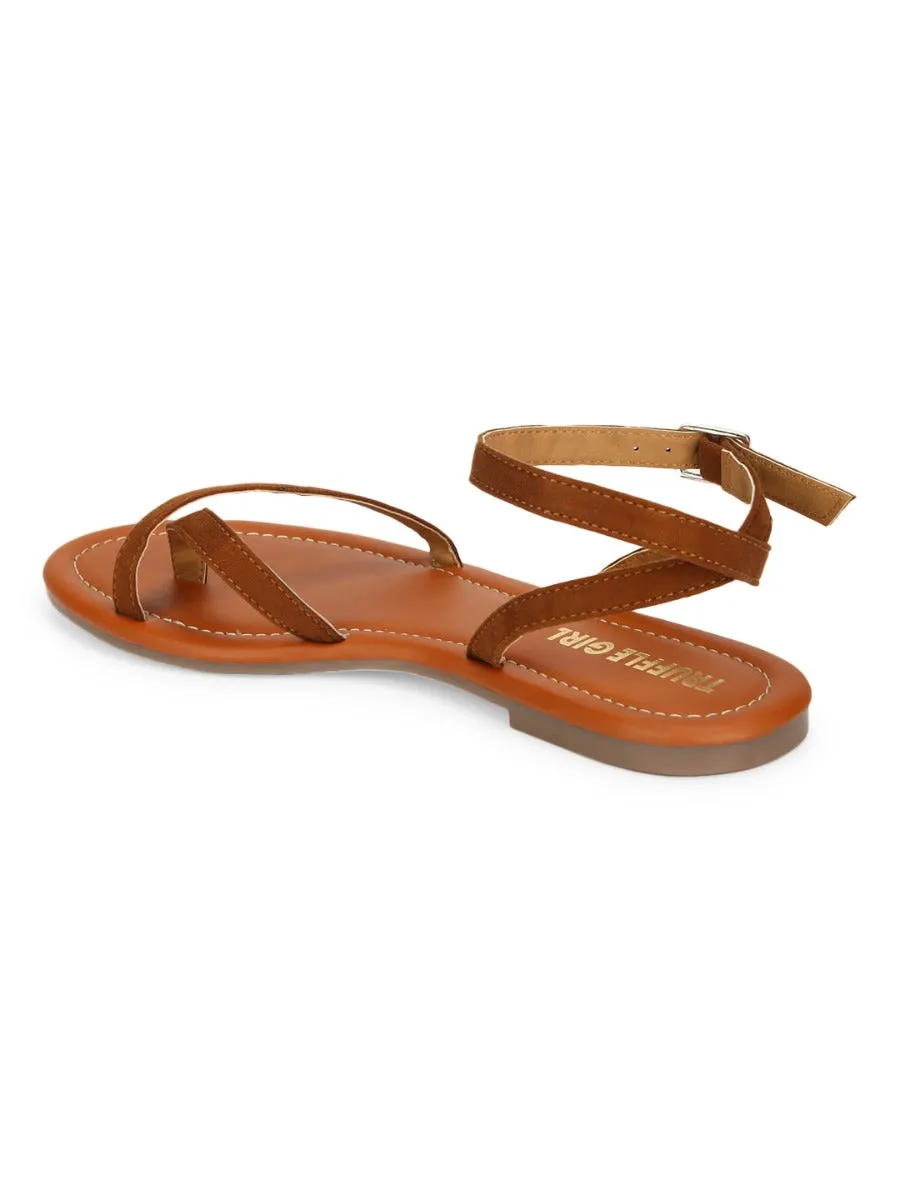 Braune Wildleder-Sandalen mit Riemenverschluss