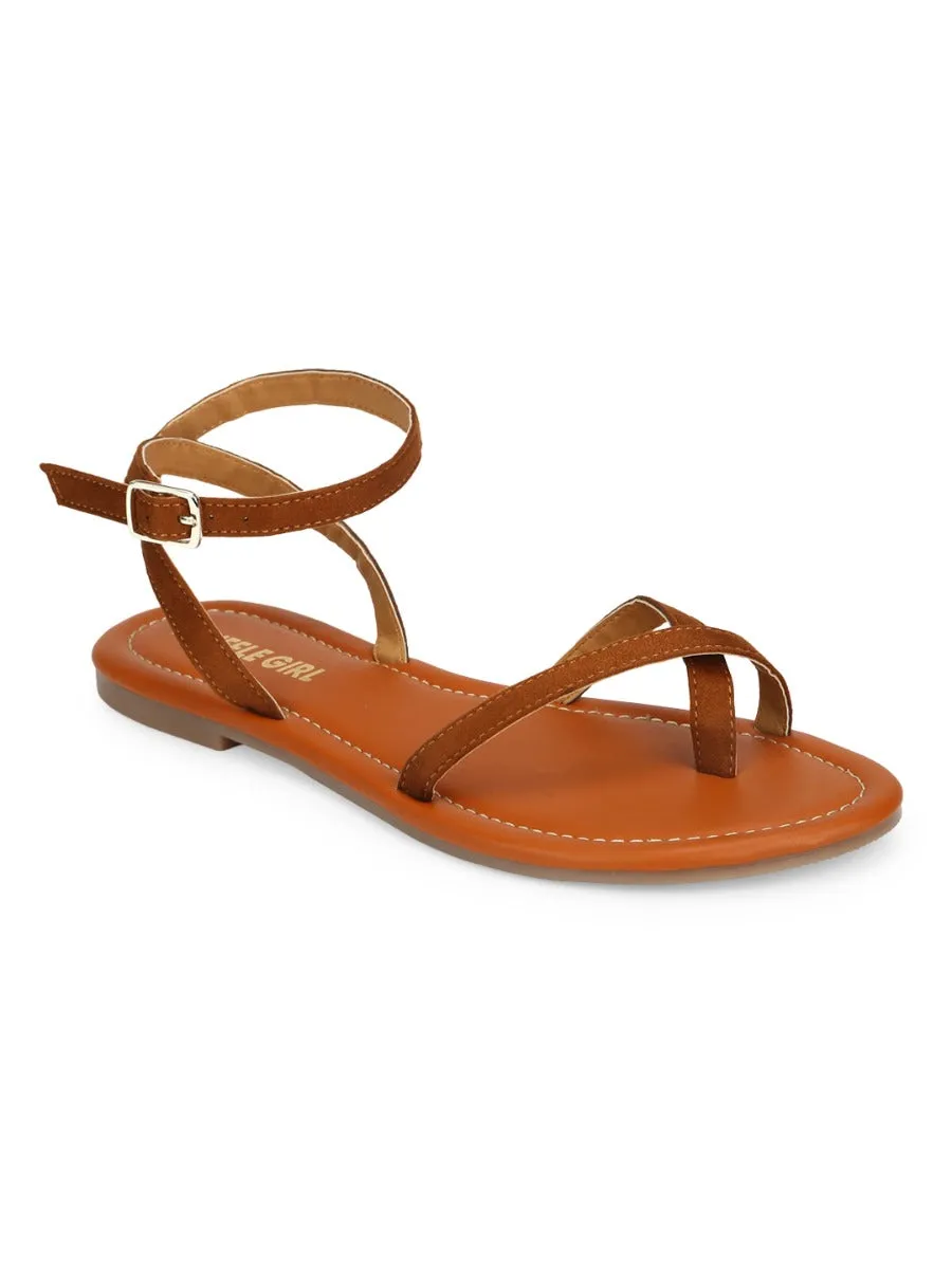 Braune Wildleder-Sandalen mit Riemenverschluss