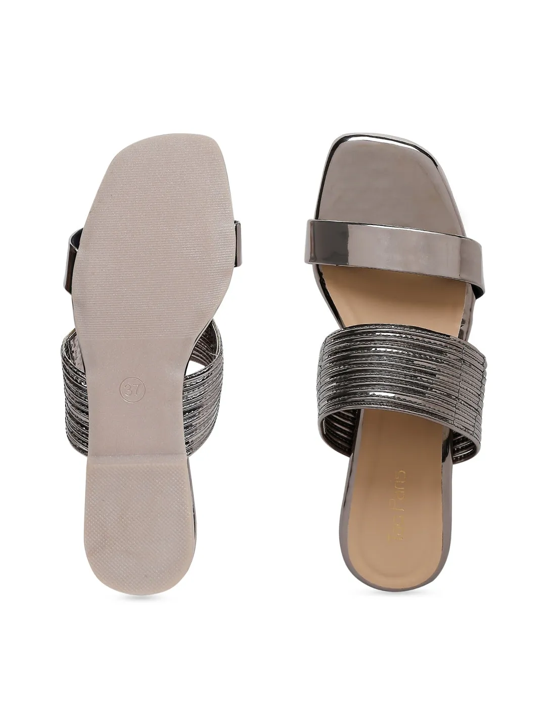 Tao Paris Fai 10016-02 Silberne Einfarbige Flache Schuhe