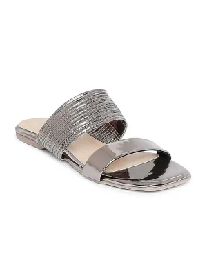 Tao Paris Fai 10016-02 Silberne Einfarbige Flache Schuhe