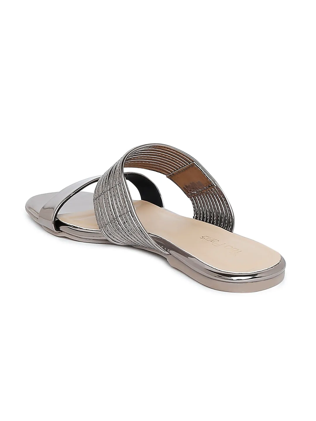 Tao Paris Fai 10016-02 Silberne Einfarbige Flache Schuhe