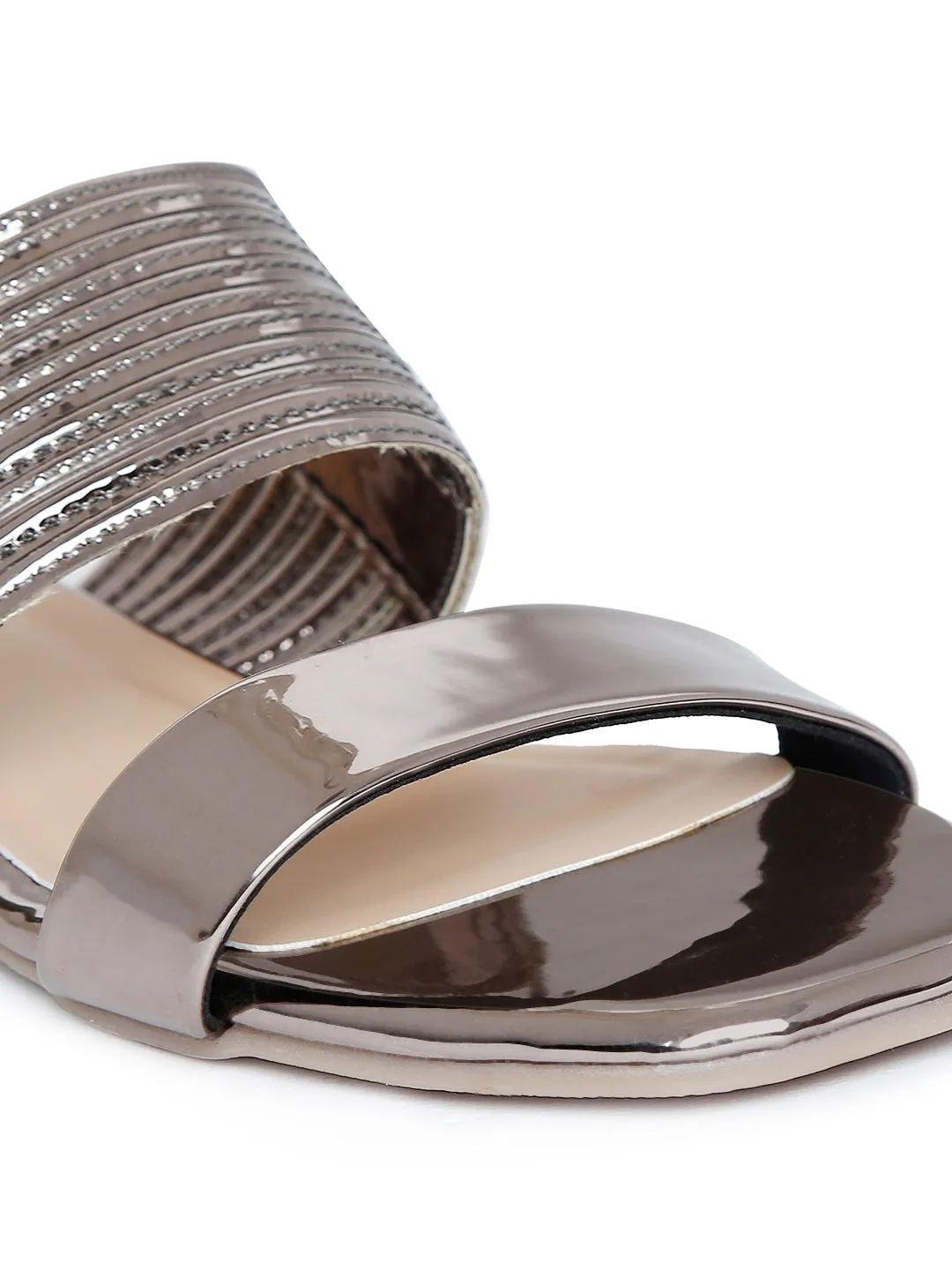 Tao Paris Fai 10016-02 Silberne Einfarbige Flache Schuhe