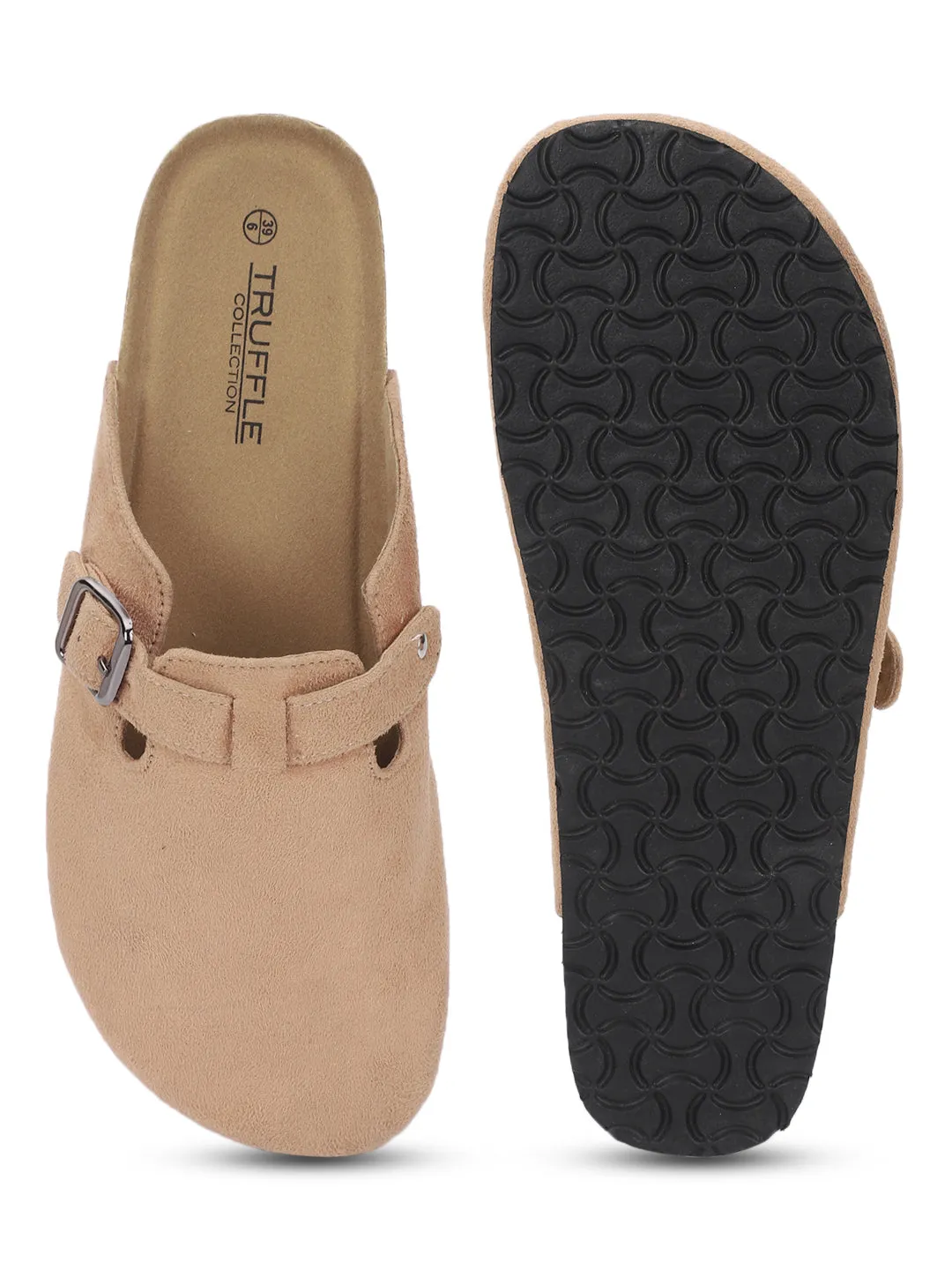 Taupe Wildleder Kork-Latex Soft Footbed Flats (TC-100506-TAU)