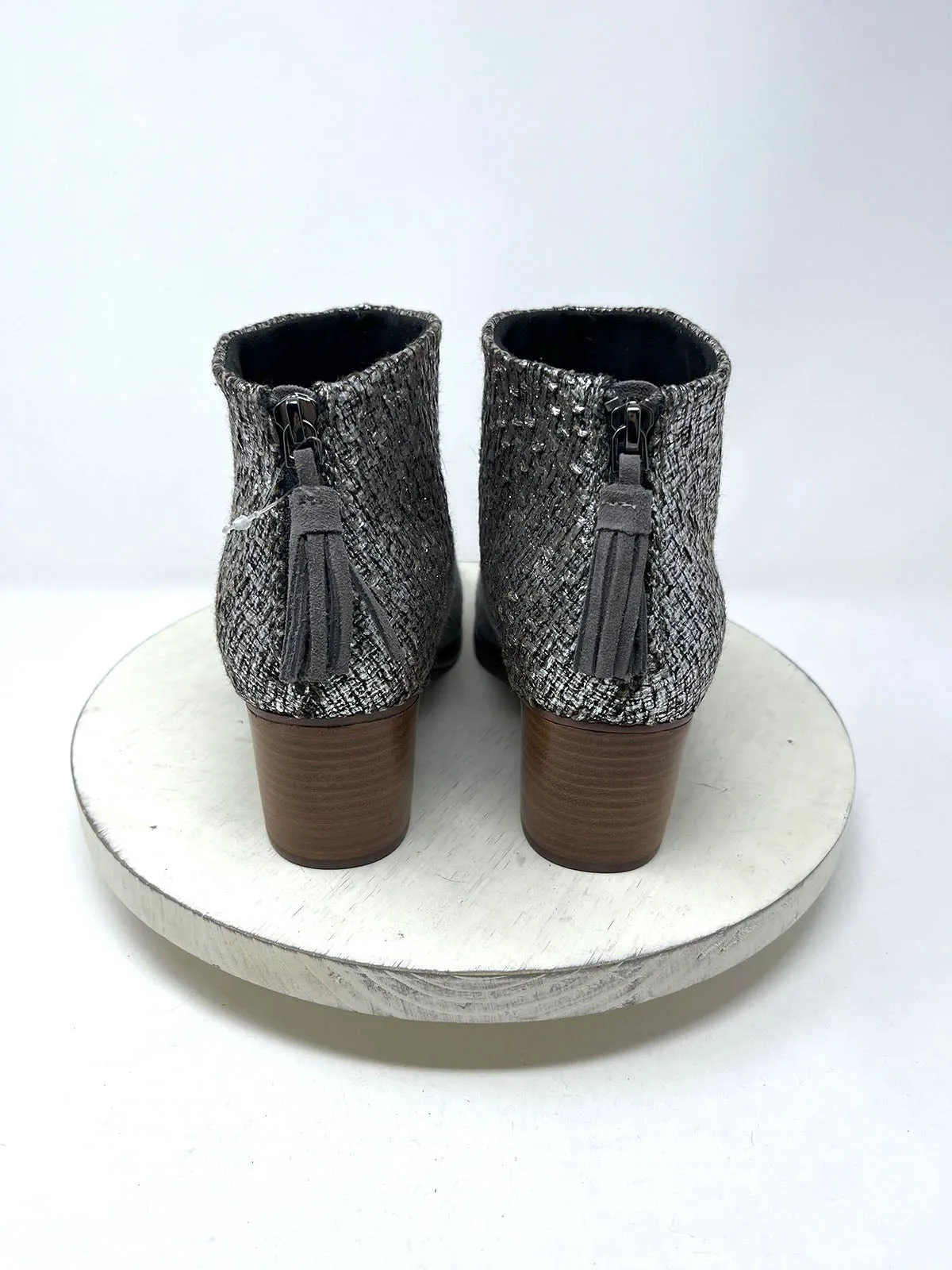 Toms Größe 11 W Graue & Silberne Strukturierte Stiefeletten NWOB