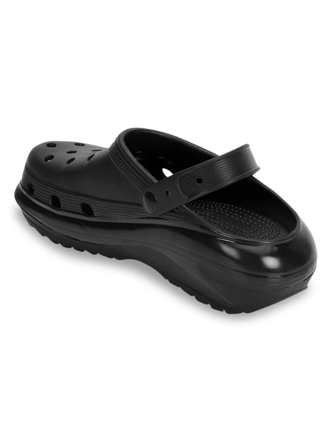 Total Black PU Slip-On Crocs Flats (TC-RS3496-TOTBLK)