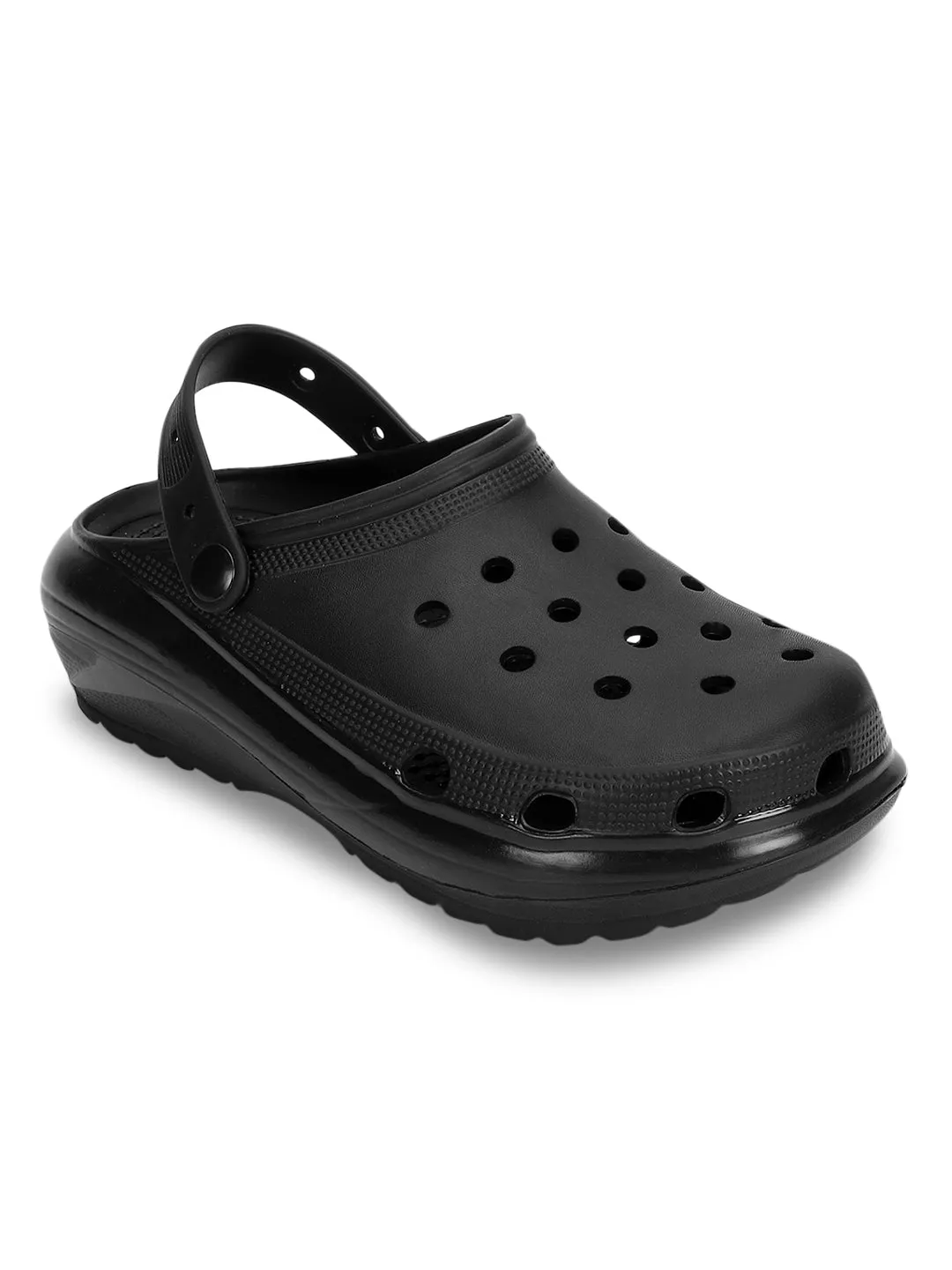 Total Black PU Slip-On Crocs Flats (TC-RS3496-TOTBLK)
