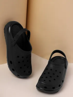 Total Black PU Slip-On Crocs Flats (TC-RS3496-TOTBLK)