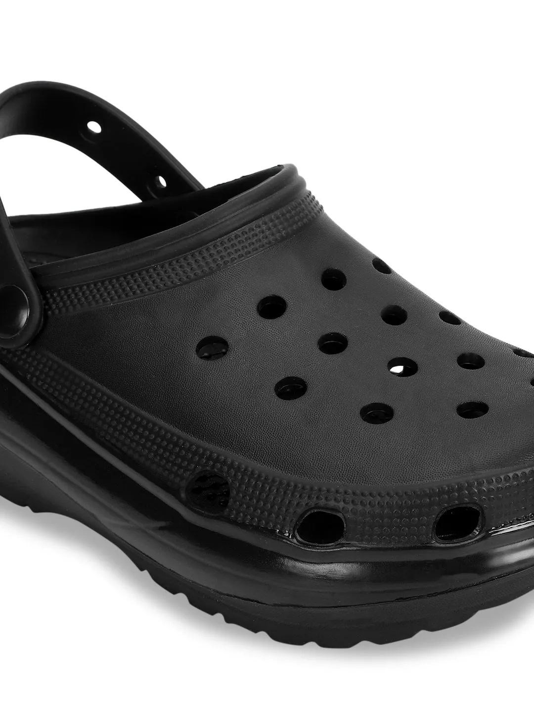 Total Black PU Slip-On Crocs Flats (TC-RS3496-TOTBLK)