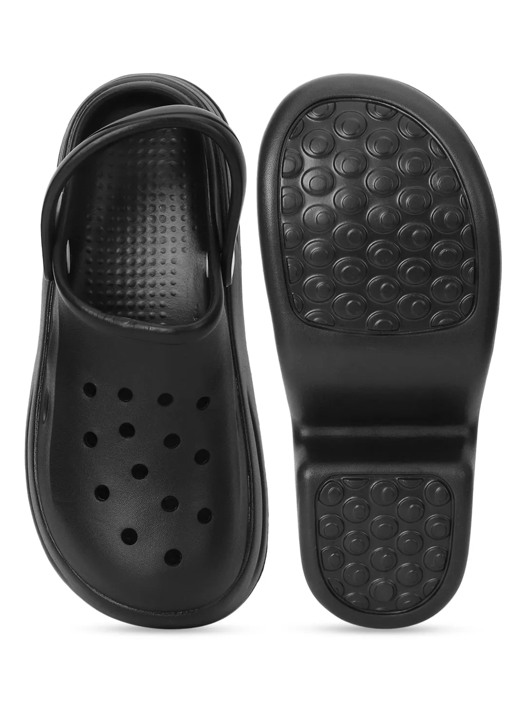 Total Black PU Slip-On Crocs Flats (TC-RS3580-TOTBLK)