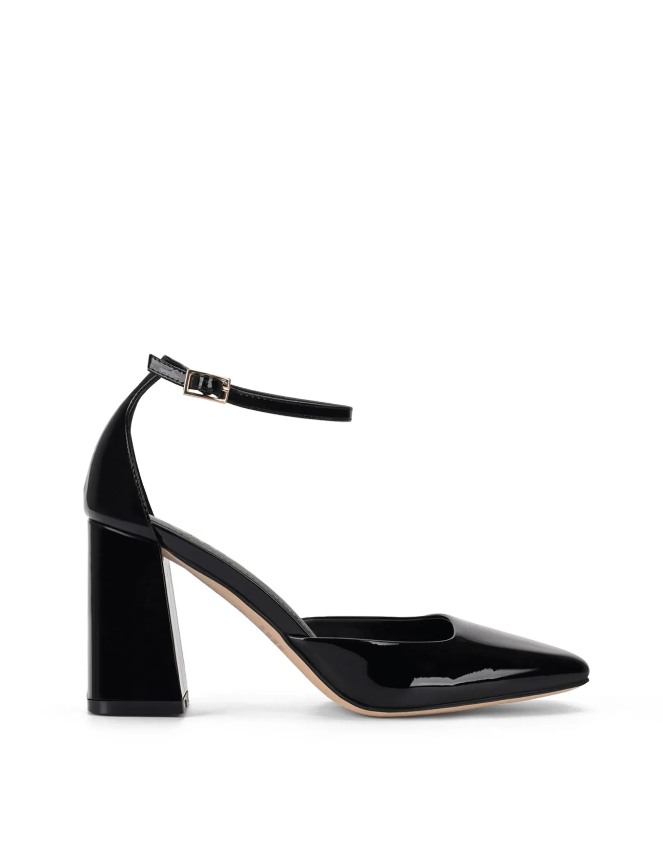 Travis geschlossene Blockabsatzpumps - Hochglanz-Leder in Schwarz