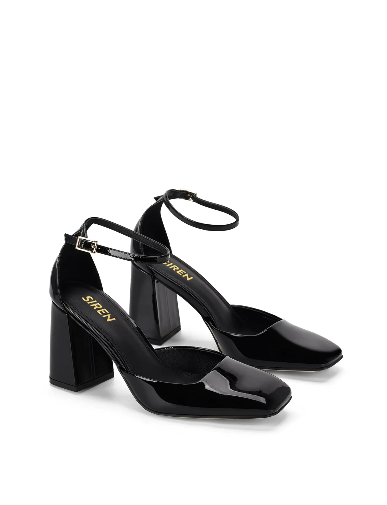 Travis geschlossene Blockabsatzpumps - Hochglanz-Leder in Schwarz