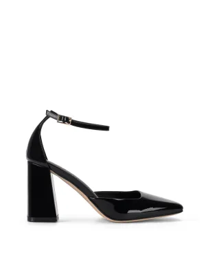 Travis geschlossene Blockabsatzpumps - Hochglanz-Leder in Schwarz