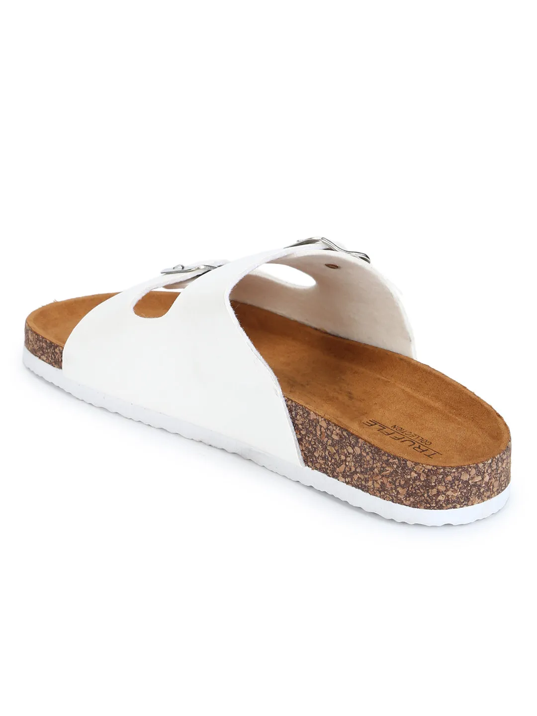 Weiße Plattform-Slip-Ons mit Doppelverschluss in Braun