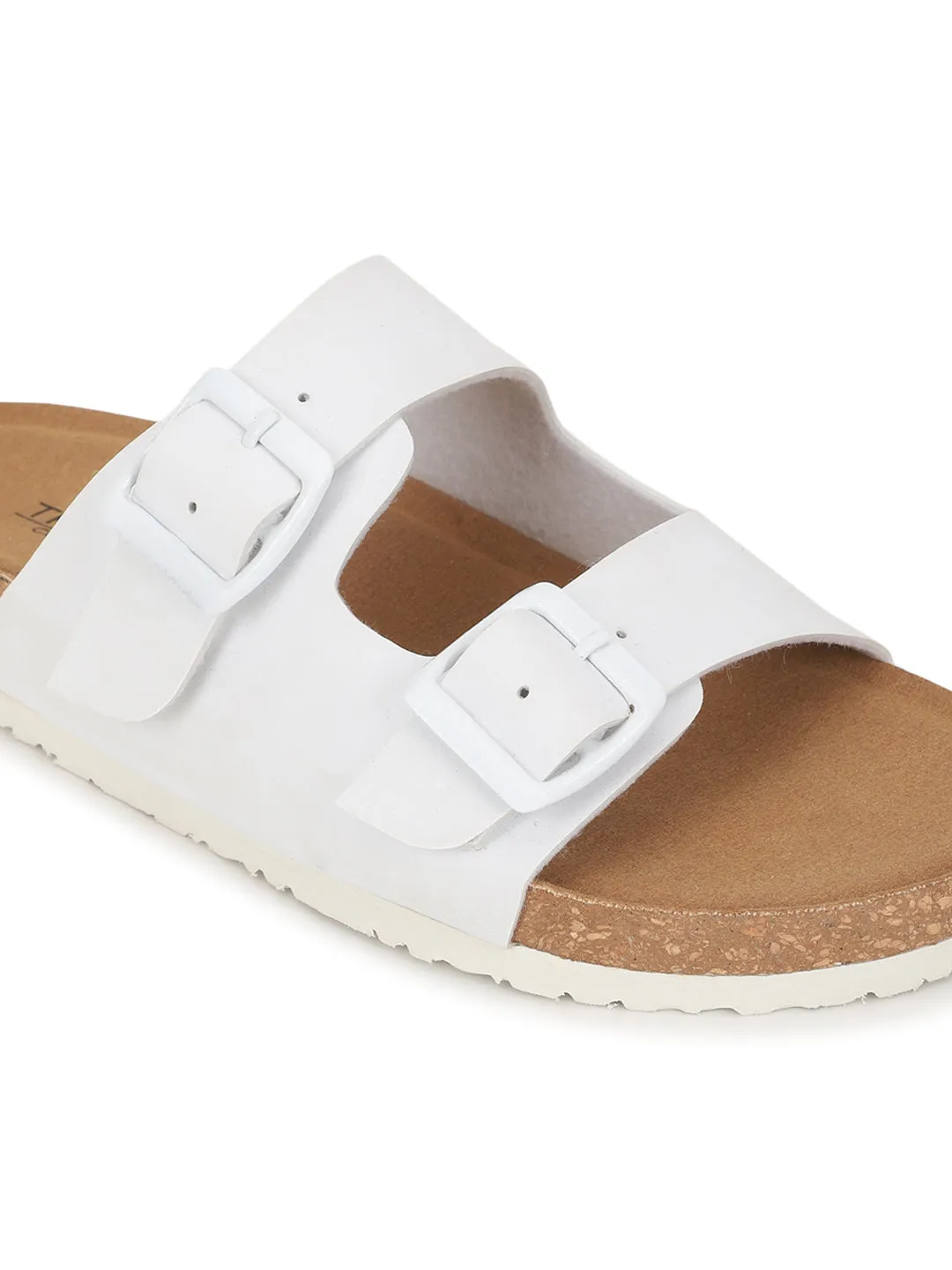 Weiße PU-Kork-Latex-Einlegesohlen Flats (TC-070203-WHT)