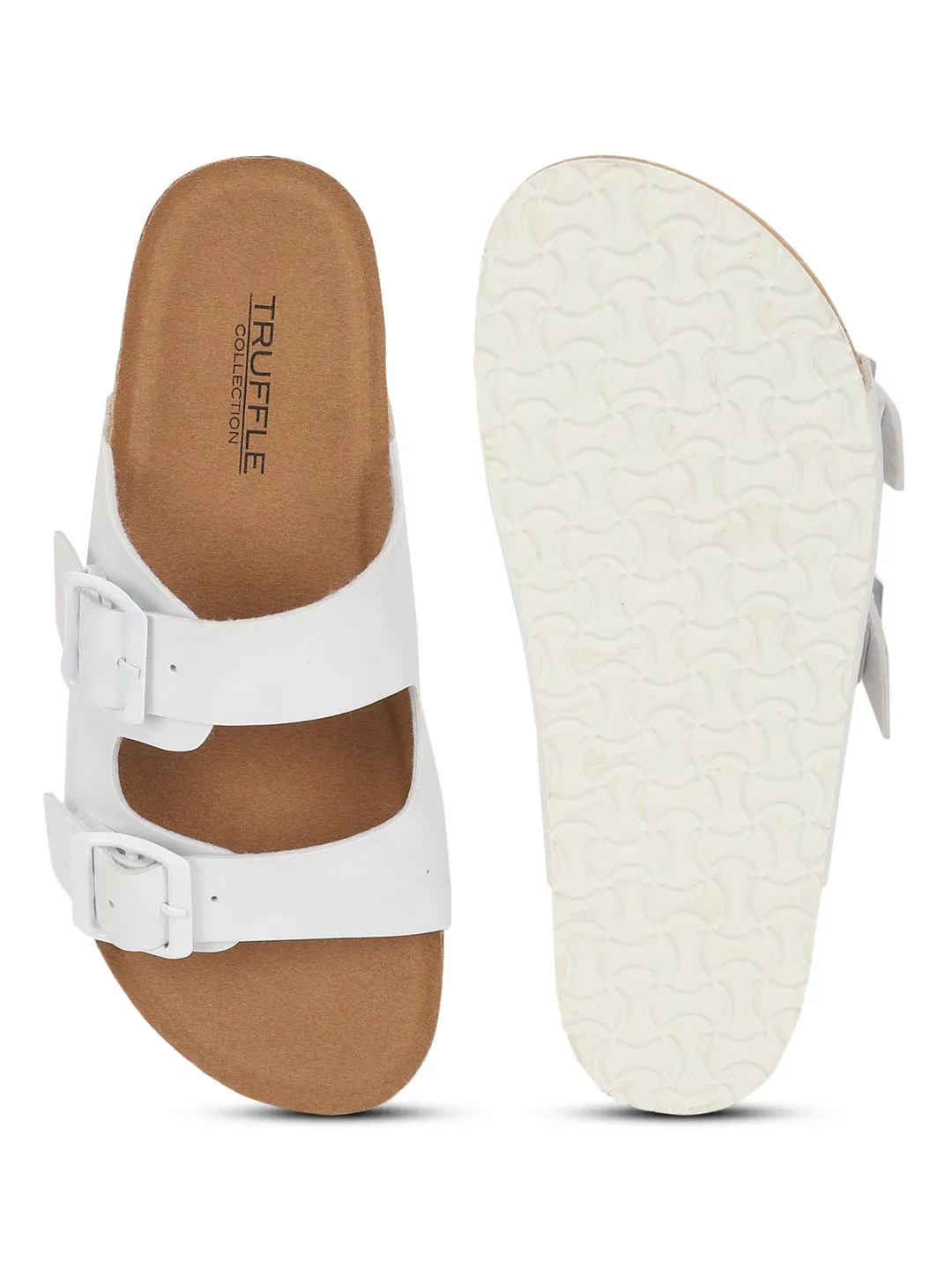 Weiße PU-Kork-Latex-Einlegesohlen Flats (TC-070203-WHT)