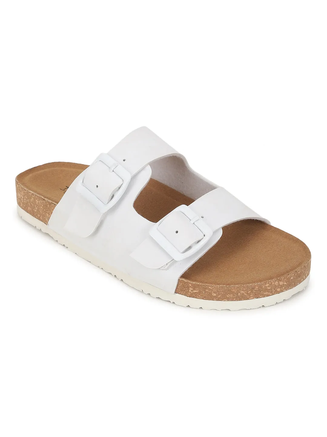 Weiße PU-Kork-Latex-Einlegesohlen Flats (TC-070203-WHT)
