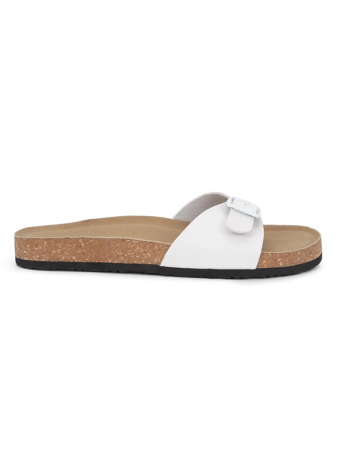 Weiße PU-Kork-Latex-Einlegesohlen Flats (TC-100505-WHT)
