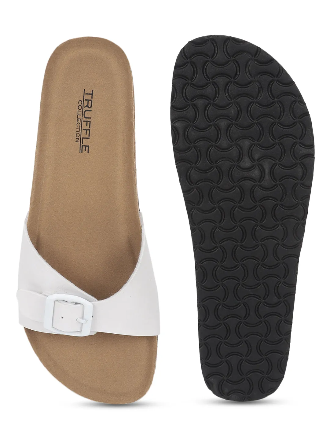 Weiße PU-Kork-Latex-Einlegesohlen Flats (TC-100505-WHT)