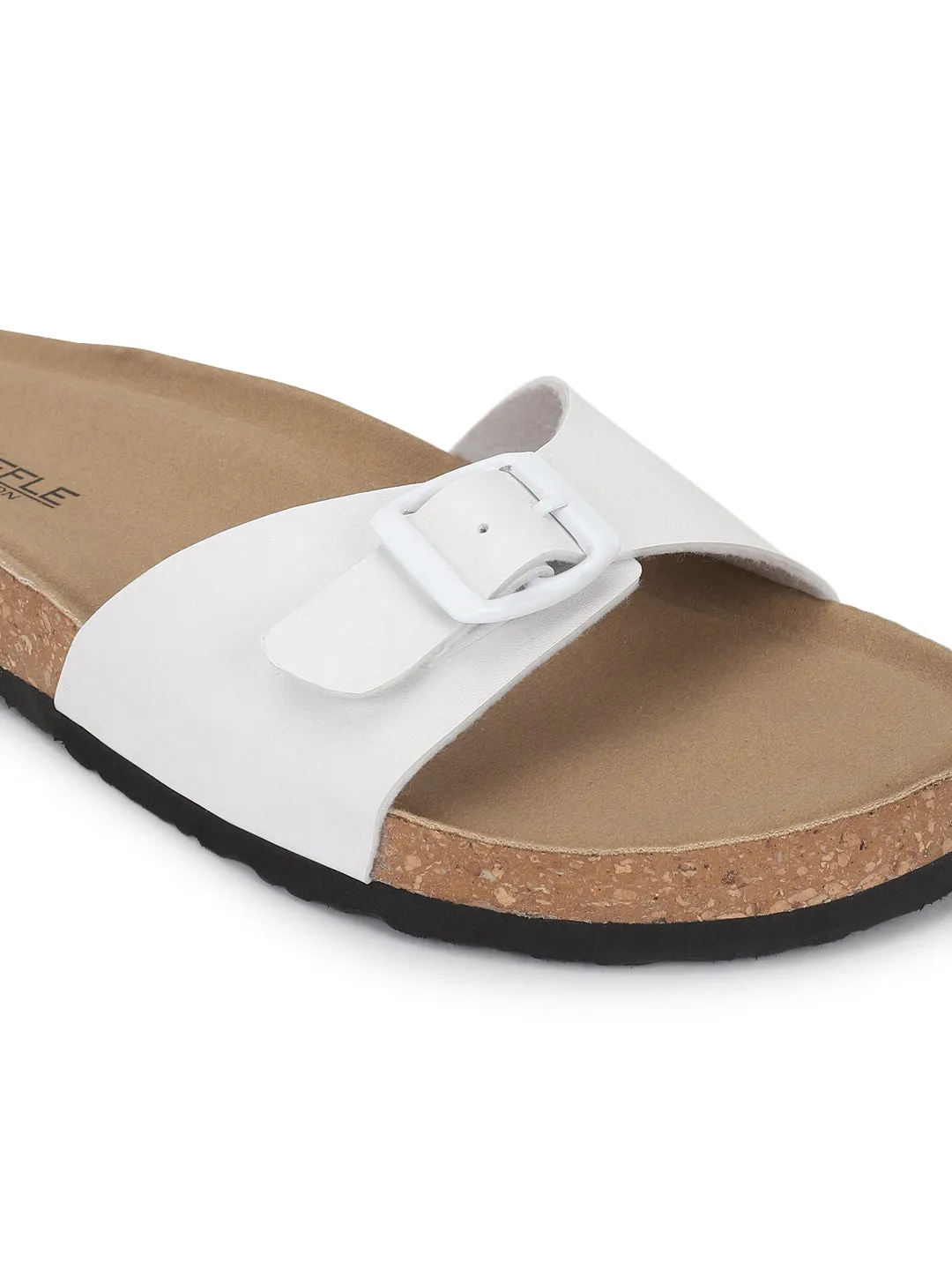 Weiße PU-Kork-Latex-Einlegesohlen Flats (TC-100505-WHT)
