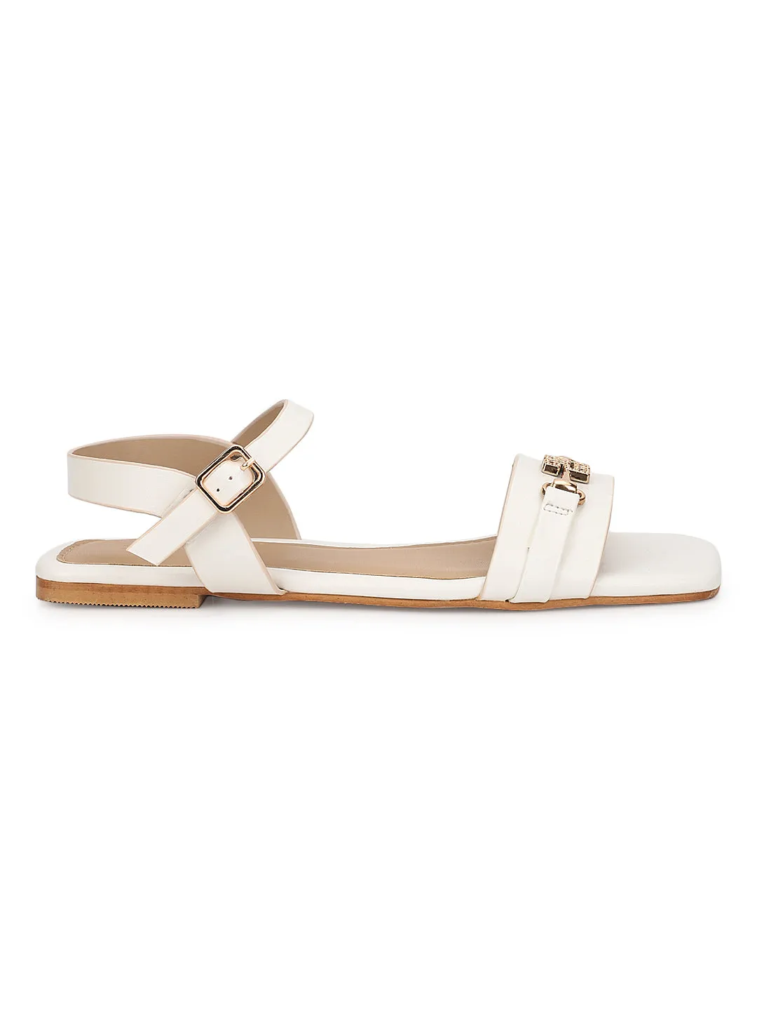 Weiße PU Flache Sandalen (TC-ST-005-WHT)