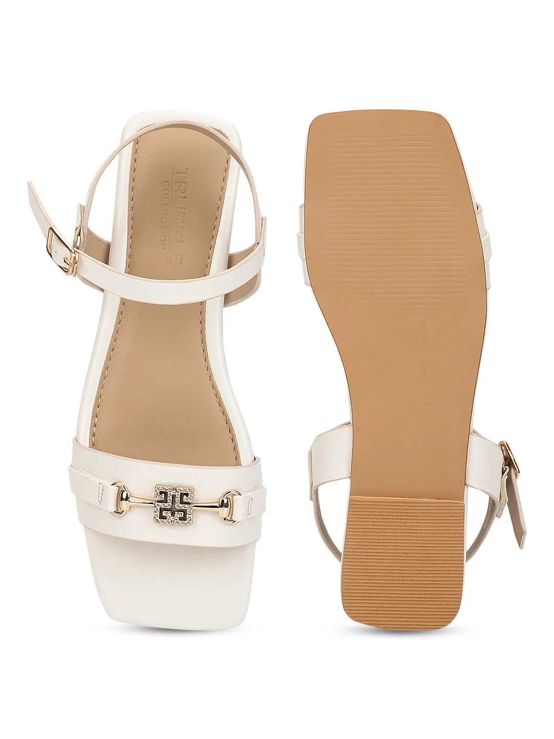Weiße PU Flache Sandalen (TC-ST-005-WHT)