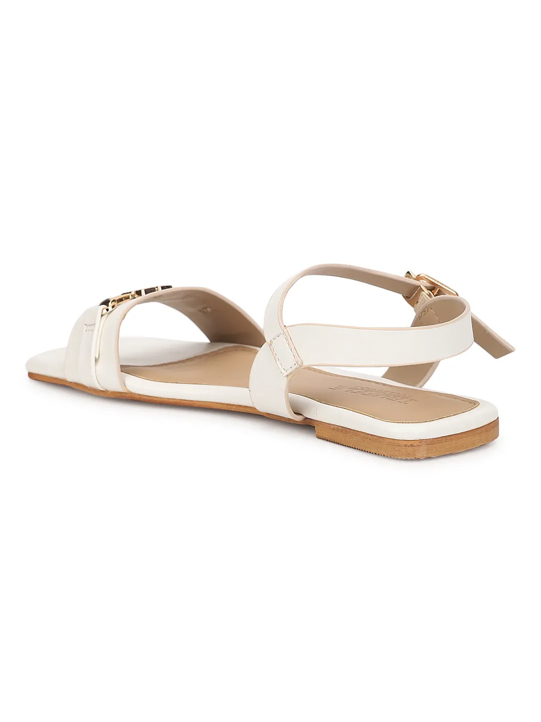 Weiße PU Flache Sandalen (TC-ST-005-WHT)