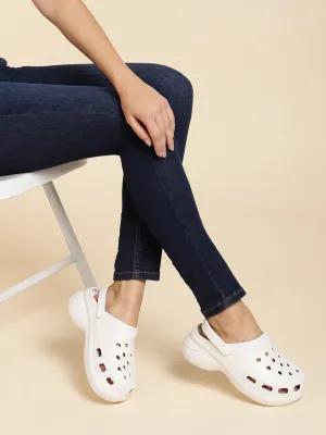 Weiße PU Slip-On Croc Flats (TC-RS3479-WHT)