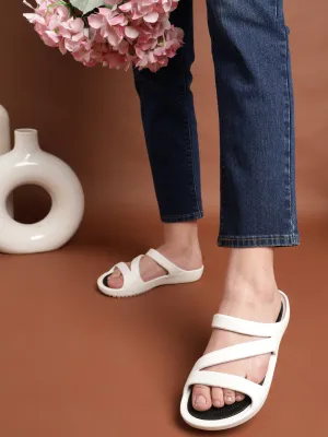 Weiße stilvolle Slip-On Flats für Damen (TC-LFLAT1-WHT)