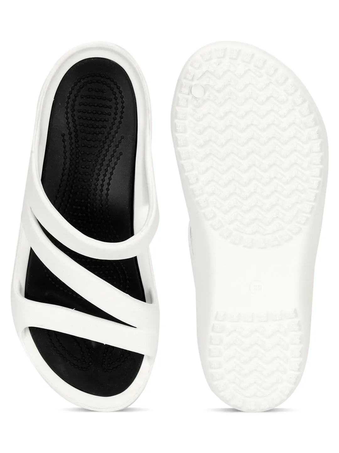 Weiße stilvolle Slip-On Flats für Damen (TC-LFLAT1-WHT)