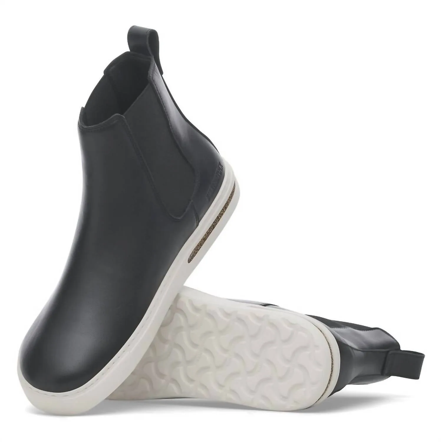 Damen Chelsea-Stiefel aus gebogenem Leder in Schwarz