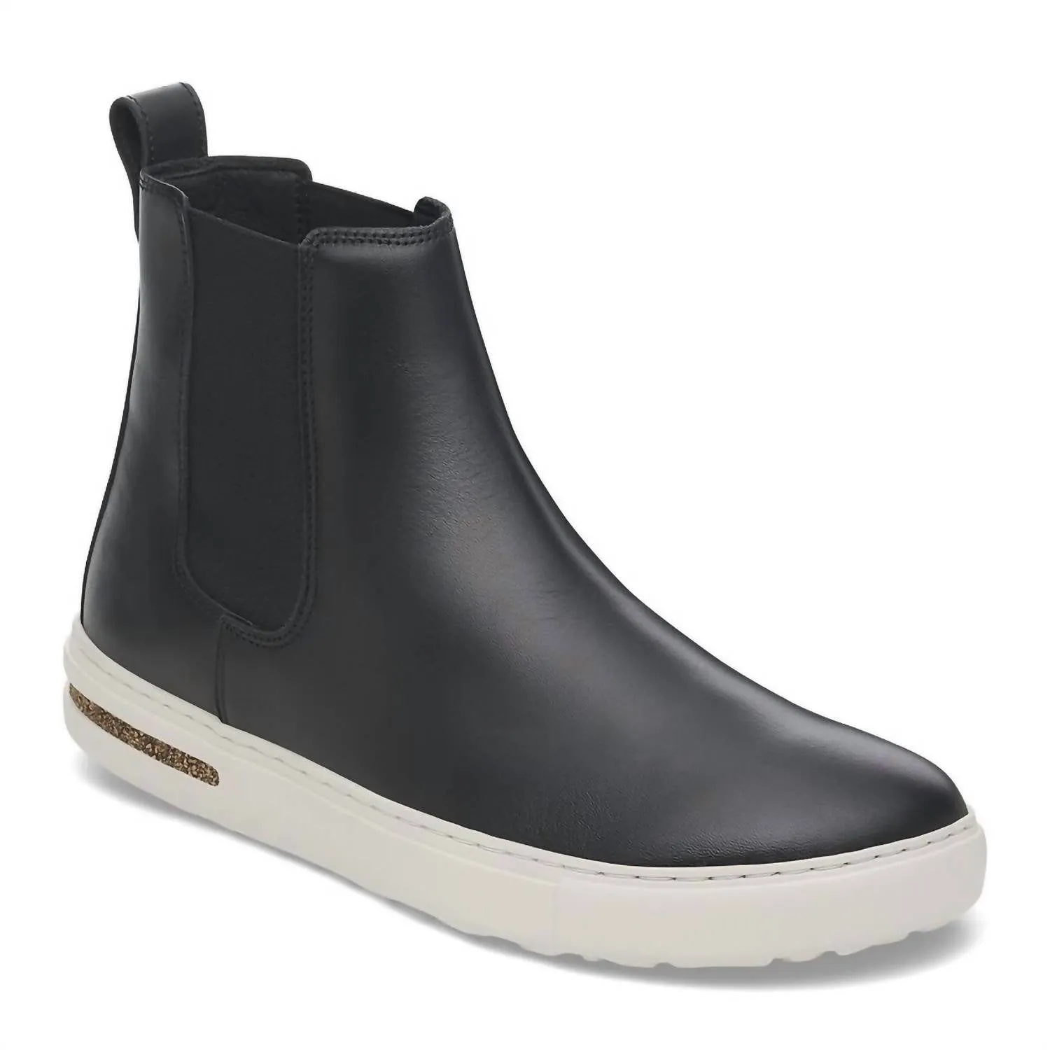 Damen Chelsea-Stiefel aus gebogenem Leder in Schwarz